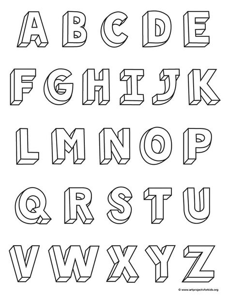 Draw 3d Letters, Block Letter Fonts, Letras Cool, Hand Lettering Alphabet Fonts, Alfabet Font, Alphabet Drawing, Draw 3d, Tipografi 3d, Name Drawings