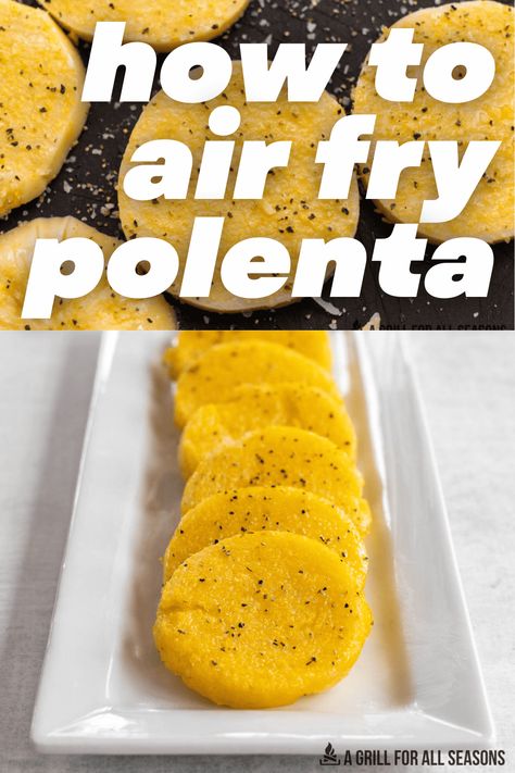 Air Fryer Polenta is full of many different flavors. Cooking polenta in the air fryer is the perfect way to make a simple side dish. You'll love the ease of this air fried polenta. Air Fryer Polenta Rounds, Polenta In Air Fryer, Polenta Chips Air Fryer, Air Fryer Polenta Cakes, Polenta Recipes Tube Air Fryer, Polenta Fries Air Fryer, Polenta Log Recipes, Polenta Air Fryer, Fried Grits Recipe