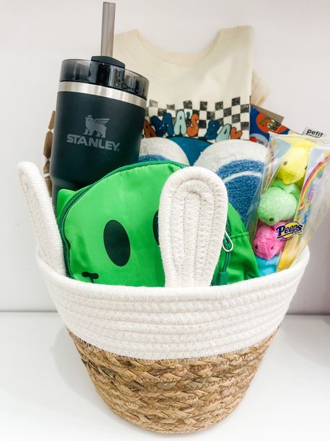 Toddler Easter Ideas, Boy Easter Basket Ideas, Smile Slippers, Dinosaur Easter Basket, Happy Face Slippers, Boy Easter Basket, Toddler Easter Basket, Toddler Boy Easter, Boys Easter Basket