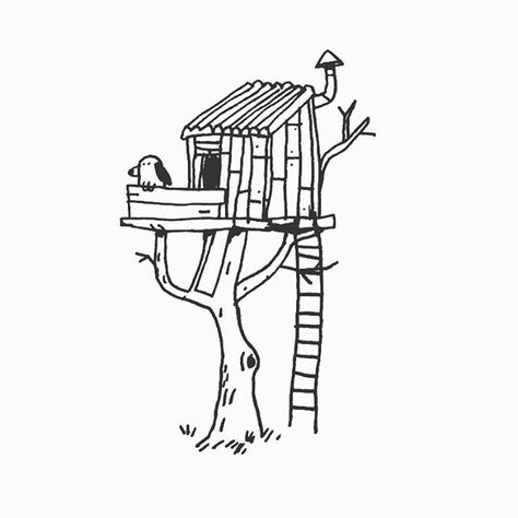 Lookout Day 8 (yesterday's) #inktober - #inktober2016 #treehouse #den #nature #dog #adventure #cabin #tree #doodle #ink #drawing #sketchbook #illustration Treehouse Drawing Easy, Treehouse Tattoo, Cabin Tattoo, Tree House Drawing, Pilot Tattoo, Tree Monster, House Doodle, Nature Dog, Tree Doodle