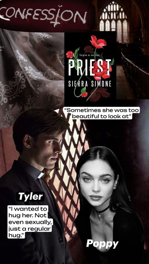 Priest (Priest Series, book 1) by Sierra Simone. Poppy Danforth and Tyler Bell. #fyp #bookaesthetic #books Sierra Simone, Literary Characters, Fantasy Books To Read, Dark Romance Books, Recommended Books To Read, Romance Readers, Top Books To Read, Romantic Books, Book People