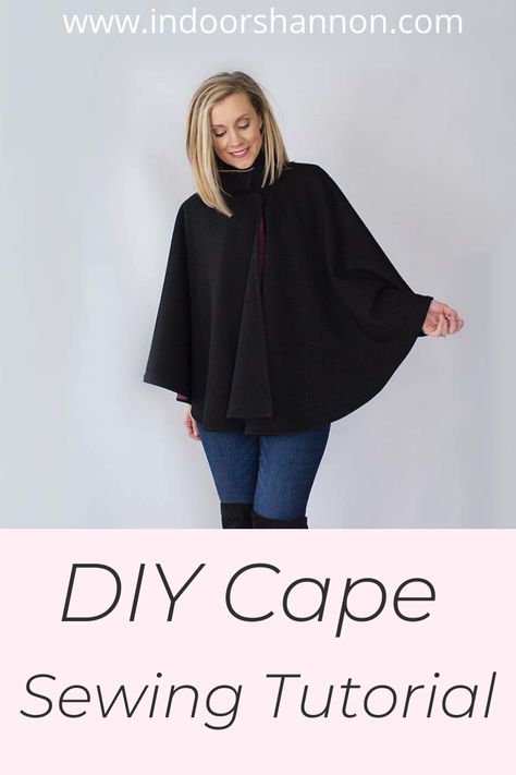 Circle Poncho Pattern, Cape Patterns Womens Sewing, Poncho Cape Pattern Sewing, How To Make A Cape Diy, Sewing Cape Pattern, Circle Cape Pattern, Easy Cape Pattern, Diy Cape For Women, How To Sew A Cape