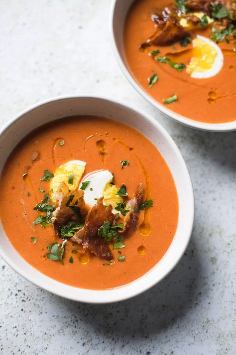 Milk Street From Spain with Love (Ep 403) Tomato Soup Easy, Bread Soup, Tomato Bread, Chilled Soup, Milk Street, Hard Cooked Eggs, Cold Soup, Tomato Soup Recipes, Gazpacho