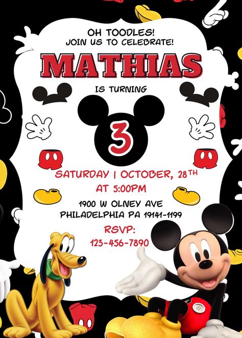 Editable Mickey Mouse Birthday Invite Template | Adorable Invitation Mickey Birthday Party Ideas 1st, Mickey Mouse 3rd Birthday Invitations, Disney Invitations Templates, Mickey Mouse Birthday Party Ideas 1st For Boys, Mickey Mouse Invitations 1st Birthday, 1st Birthday Boy Mickey Mouse, Mickey Mouse 3rd Birthday Boy, Invitacion Mickey Mouse, First Birthday Boy Mickey Mouse