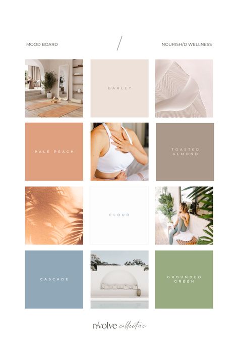 Wellness Moodboard Aesthetic, Yoga Wellness, Wellness Template, Moodboard Wellness, Yoga Studio Mood Board, Wellness Moodboard, Wellness Logo Ideas, Wellness Branding Color Palettes, Wellness Center Color Palette