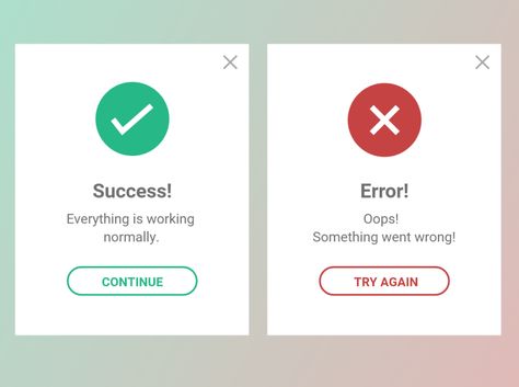 Success and Error page by Kanchan Chaudhary Ux Mobile Design, Ux Tips, Software Ui Design, Ux Design Principles, Ux Design Process, Web Application Design, Ui Design Principles, Ui Design Dashboard, Android App Design