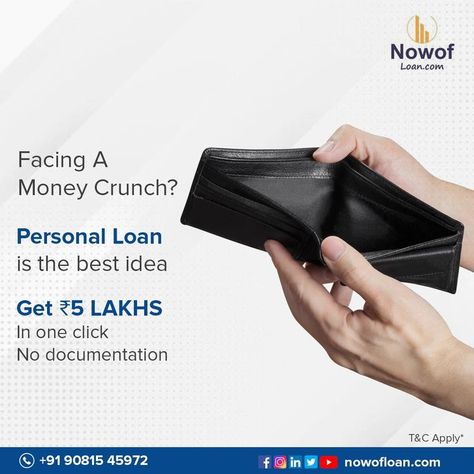 A money crunch can often be our uninvited guest. But with an Instant Personal Loan at Nowofloan, you can vanish your money crisis in no time! Get ₹5,00,000 Personal Loan Pre-Approved Offer from Multiple Banks and NBFCs – SUPER QUICKLY!!! 100% Online Process & No Paperwork Apply Now – https://bit.ly/3ukuSz9 #PersonalLoan #InstantLoan #NeedMoney #MoneyCrisis #FinancialHelp #OnlineMoney #OnlineLoan #LoanOffer Instant Loans, Online Loans, Personal Loan, Financial Help, Need Money, Personal Loans, Loans, No Time, Banks