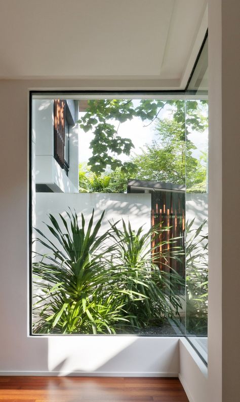 designed interiors Corner Window, Wooden Floors, Tropical House, Modern Windows, Tropical Houses, House Extensions, Window Design, Bay Window, Future House