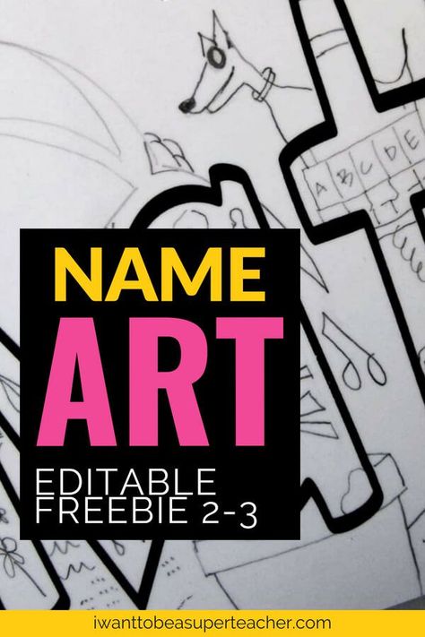 Use these FREE editable name art pages for an easy back to school art project. This simple name art project can also serve as a team building activity and yearlong bulletin board solution! A fun classroom tested first week activity for 2nd and 3rd grade teachers. Pair it with the book The Name Jar or The Big Orange Splot for reading + art fun! Head over to get the free editable name art pages sent right to your email! #backtoschool #secondgrade #thirdgrade #free #freebie #artprojectsforkids Elementary Name Art Project, Grade 2 Name Art, Name Art First Grade, Back To School Night Art Projects, Back To School Art First Grade, Back To School Art Grade 1, Beginning Of Year Art Projects For Kids, First Day Of School Art Activities, First Week Of School Art Projects