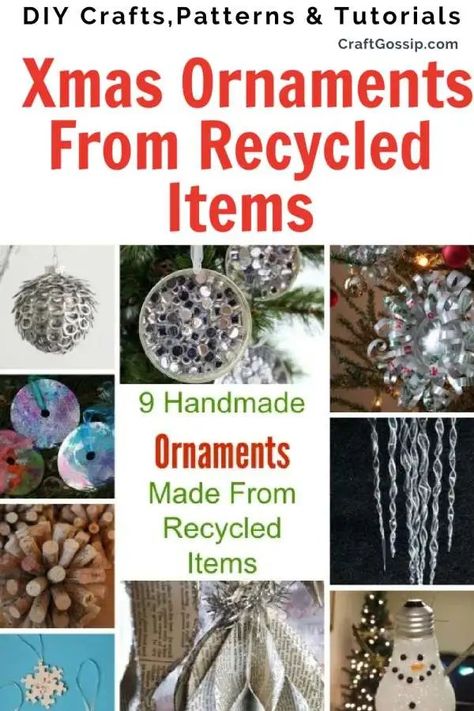 Recycled Christmas Decorations, Recycled Christmas Tree, Diy Christmas Ornament, Homemade Ornaments, Christmas Tree Decorations Diy, Crafts From Recycled Materials, Xmas Tree Ornament, Kid Craft, Diy Decorations