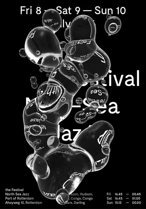 North Sea Jazz Conceptual festival poster on Behance Liquid Art Design, 3d Design Art, 3d Poster, Graphisches Design, 타이포그래피 포스터 디자인, Content Design, Sea Design, Design Movements, Collage Poster