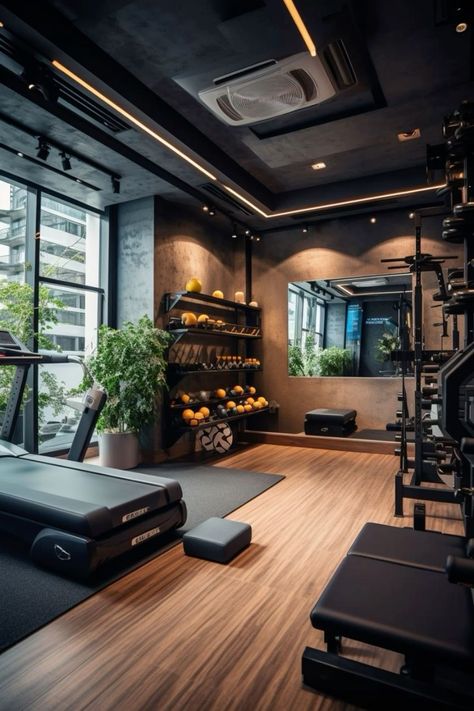 Gymnastics Balcony Gym, Mini Gym At Home, Modern Home Gym, Dream Gym, Gym Design Interior, Mini Gym, Modern Home Offices, Diy Basement, Workout Space