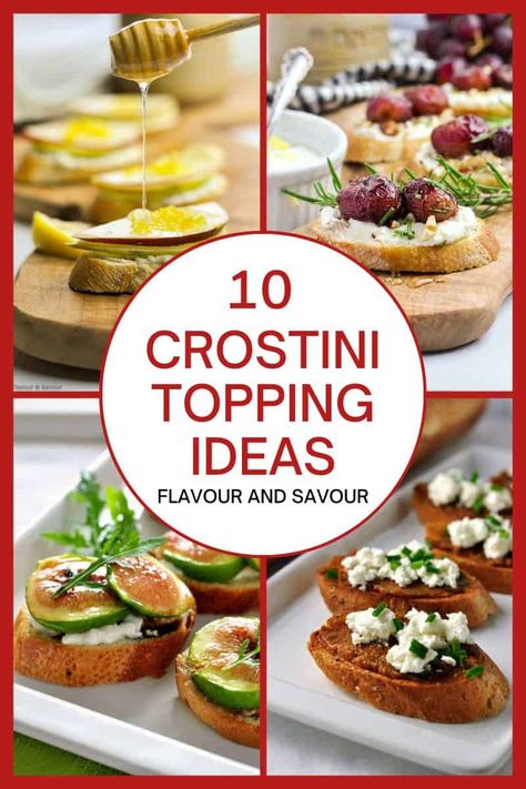 Baguette Appetizer, Bruchetta Appetizers, Classy Appetizers, Crostini Toppings, French Appetizers, Crostini Recipe, Dinner Party Appetizers, Crostini Appetizers, Gourmet Appetizers