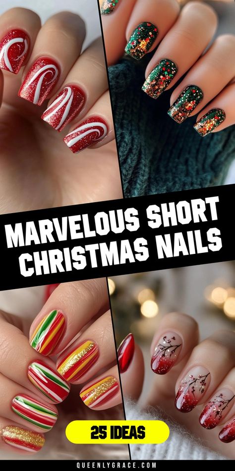 Who says you need long nails to rock festive style? Discover 25 enchanting short Christmas nail designs that pack a holiday punch! These compact creations showcase the best of yuletide charm, from miniature Santas to tiny snowflakes. Embrace the magic of the season with nails that are short, sweet, and full of Christmas spirit! Christmas Nail Short Nails, Christmas Nail Ideas Gel Short, Short Nail Designs For Christmas, Fingernail Designs Christmas, Christmas Nails Designs Short, Classy Short Christmas Nails, Holiday Short Acrylic Nails, Short Nail Designs Holiday, Christmas Manicures For Short Nails