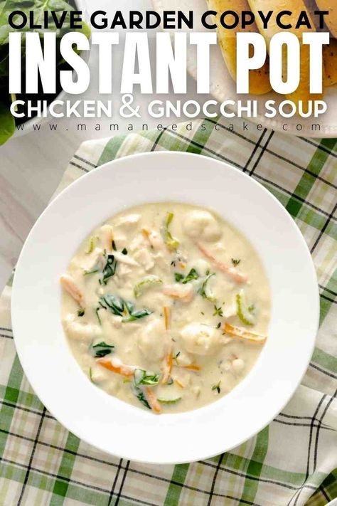 Instant Pot Chicken Gnocchi, Instant Pot Chicken Gnocchi Soup, Creamy Chicken And Gnocchi, Gnocchi Soup Olive Garden, Olive Garden Gnocchi Soup, Copycat Soup, Chicken And Gnocchi Soup, Soup Olive Garden, Chicken And Gnocchi