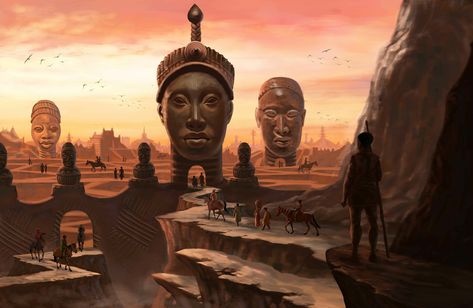 Afrofuturism Art, African Mythology, History Facts Interesting, Fantasy City, Fantasy Setting, Fantasy Places, Black Art Pictures, Fantasy Art Landscapes, Fantasy Concept Art