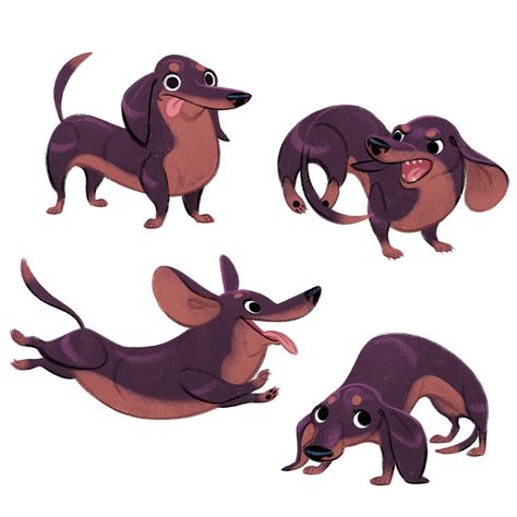 Dachshund Art, Art Mignon, 강아지 그림, Different Poses, Art Et Illustration, Dog Illustration, The Zoo, Art And Illustration, Dog Drawing