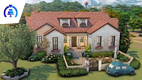 One Story Family Home, Sims House Ideas Layout, Home The Sims 4, Sims 4 Family House, Tudor Decor, Provence House, Turf House, Sims 4 Houses Layout, 1 Story House