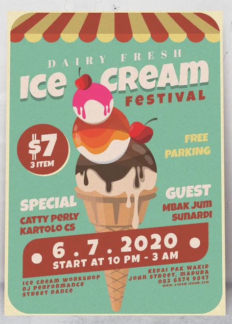 Ice Cream Festival Poster, Vintage Ice Cream Poster, Ice Cream Design Poster, Ice Cream Poster Advertising, Ice Cream Marketing, Gelato Poster, Ice Cream Advertisement, Ice Cream Poster Design, Ice Poster