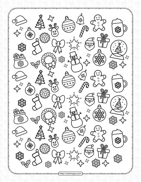 Printable Christmas Doodles Coloring Page 1 Christmas Coloring Pages Free, Reindeers Christmas, Christmas Ornament Coloring Page, Christmas Layout, Christmas Sketch, Christmas Dragon, Easy Christmas Ornaments, Easy Drawings For Beginners, Christmas Arts And Crafts