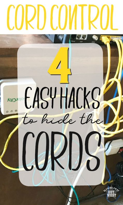 Cord Control 4 Easy Ways to Hide the Mess - Crafting Is My Therapy Ways To Hide Cords, Hide Cords On Wall, Hide Computer Cords, Cable Management Diy, Hide Electrical Cords, Hide Tv Cords, Hide Router, Cord Hider, Cord Control