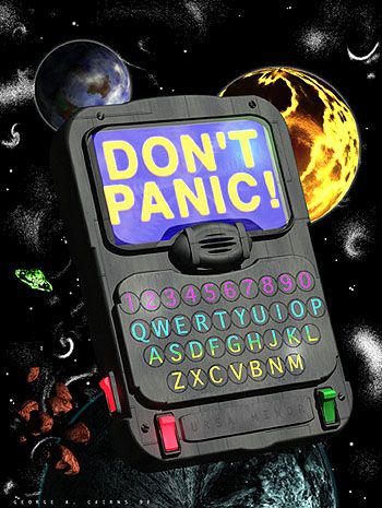 hitch hikers guide to the galaxy | The Hitchhikers Guide to the Galaxy (travel guide) - Hitchhikers Hitchhiker's Guide To The Galaxy, 42nd Birthday, Hitchhikers Guide To The Galaxy, Galaxy Poster, Douglas Adams, Hitchhikers Guide, Tv Tropes, Guide To The Galaxy, Up Book