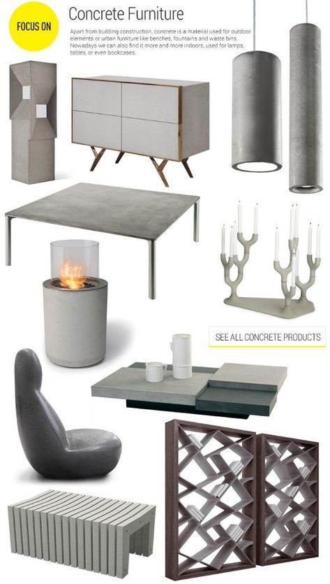 #archiproducts focus 139: #concrete furniture www.archiproducts.com/en/focus/569708/focus-139.html Cement Furniture, Industri Modern, Cement Design, Beton Design, Fire Places, Trendy Furniture, Concrete Furniture, Arrangement Ideas, Concrete Table