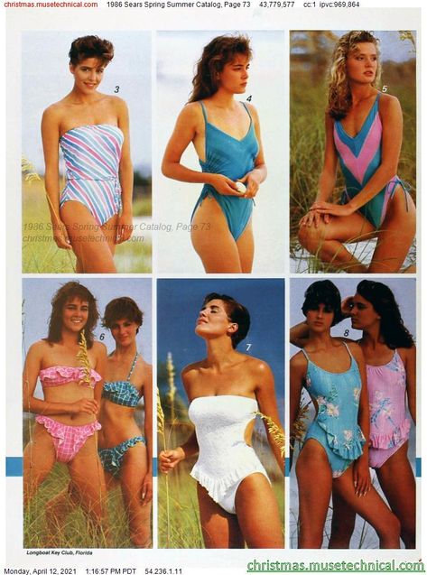 1986 Sears Spring Summer Catalog, Page 73 - Christmas Catalogs & Holiday Wishbooks 80s Summer Catalog, 1980s Swimwear, 80s Summer Fashion, 80s Summer Outfits, Childhood Fashion, Early 90s Fashion, 80s Memories, 1980 Fashion, Miami Nights