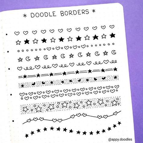 How To Draw Doodle, Bullet Journal Lines, Bullet Journal Dividers, Bullet Journal Weekly Layout, Coquille St Jacques, Bullet Journal Key, Doodle Borders, Bullet Journal Ideas Templates, Draw Doodle