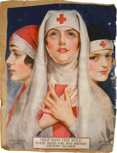 Ww1 Posters, Rolf Armstrong, Red Cross Nurse, Military Poster, Antique Paintings, Nurse Art, Postal Vintage, Vintage Nurse, Military Nurses