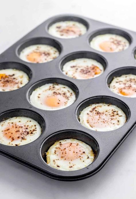 How to Bake Eggs in A Muffin Tin {Oven Baked Eggs} Hard Boiled Eggs In Oven Muffin Tins, Oven Baked Eggs For Egg Salad, Cupcake Pan Eggs, Cupcake Tin Eggs, Cupcake Eggs Breakfast, Cupcake Eggs Breakfast Muffin Pans, Eggs In Muffin Cups, Cook Eggs In Muffin Tin, Baked Eggs In Silicone Muffin Tin