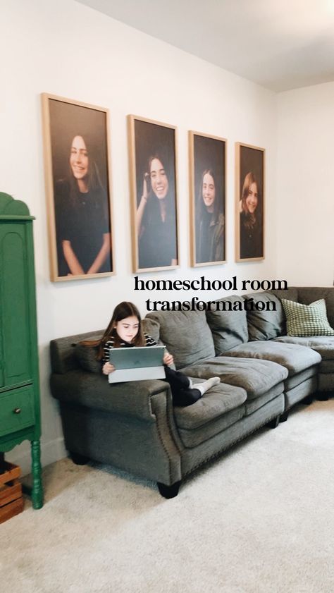 Not your typical homeschool room transformation Homeschool Living Room Combo, Homeschool Living Room, Cozy Homeschool Room, Cozy Homeschool, Homeschool Room, Room Transformation, Years Younger