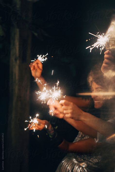 New Year's Eve by Lumina for Stocksy United New Year Eve Picture Ideas, New Years Photography, New Years Eve Pictures, Sparkler Photography, Sparkling Candle, New Year Diy, New Year Pictures, Christmas Photoshoot, New Year’s Eve