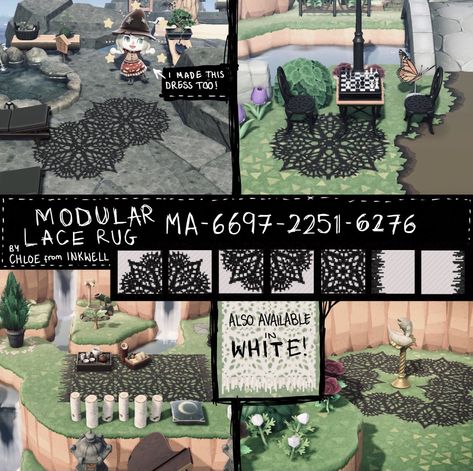 Goth Rug, Lace Rug, Spooky Island, Urban Island, Goth Core, Ac New Leaf, Animals Crossing, Animal Crossing Guide, Acnh Designs