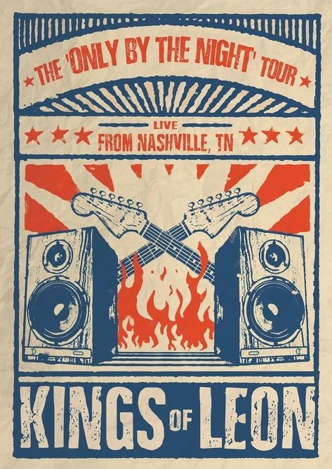 not my design just uploaded to save! Kings Of Leon Poster Vintage, Kings Of Leon Poster, Retro Concert Poster, Leon Poster, Background Event, Vintage Concert Posters, Vintage Music Posters, Retro Graphic Design, Rock Vintage