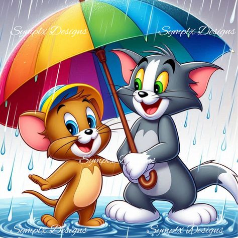 Childhood days. #tomandjerry #tomandjerrycartoon #aigraphics Tom Og Jerry, Tom And Jerry Baby, Umbrella Cartoon, Jerry Wallpapers, Tom And Jerry Pictures, Tom And Jerry Wallpapers, Jerry Cartoon, Cartoon Picture, Disney Toms