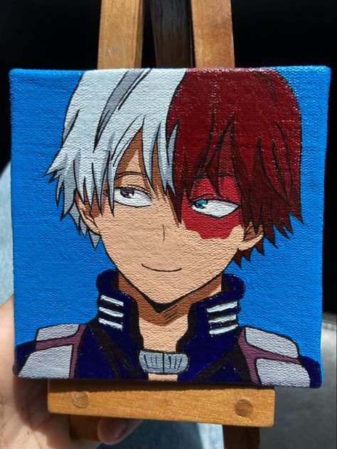 Easy Anime Painting Ideas On Canvas, Todoroki Painting, Easy Anime Painting Ideas, Anime Painting Acrylic, Anime Painting, Ronaldo Quotes, Canvas Acrylic Painting, Simple Anime, Anime Uwu