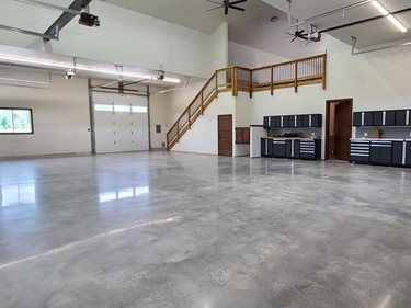 Polished Concrete vs. Tile, Hardwood & More - Concrete Network Polished Concrete Floor Barndominium, Polished Concrete Floor Garage, Glossy Concrete Floors, Polished Concrete Garage Floor, Polished Concrete Floor Kitchen, Concrete Garage Floor, Concrete Floors In House, Polished Concrete Floor, Interesting Objects