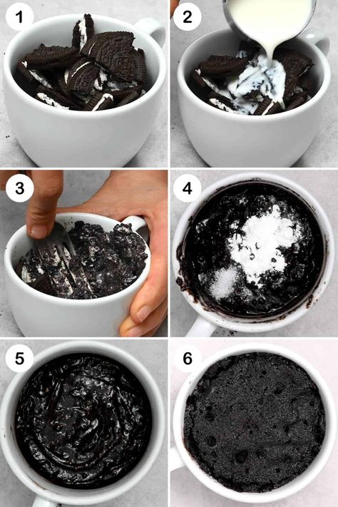 Mug Cake Microwave Easy 3 Ingredients, Oreo Mug Cake Microwave, Easy Fast Snacks, Microwave Sweets, Microwave Treats, Oreo Recipes Easy, Cake In The Microwave, Microwave Cookie, Microwave Desserts