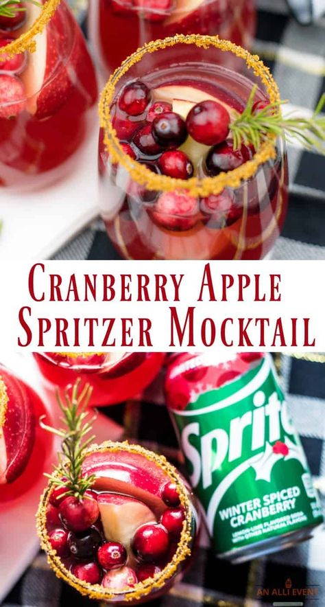 Mocktail Cranberry, Cranberry Mocktail, Holiday Mocktail, Christmas Mocktails, Cranberry Apple, Drink Recipes Nonalcoholic, Festive Drinks, Christmas Brunch, Apple Cranberry