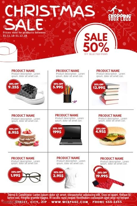 Christmas Sale Product catalogue Flyer Template Christmas Sale Poster, Christmas Retail, Catalog Design Layout, Product Catalog Template, Catalogue Layout, Promo Flyer, Dm Design, Online Poster, Graphic Design Brochure