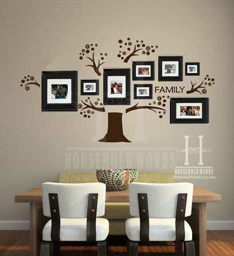 Family Tree Collage, Family Tree Photo Frame, Photo Frame Tree, Vinyl Tree Wall Decal, Family Tree Painting, Family Tree With Pictures, Family Tree Wall Art, Family Tree Photo, Frame Collage