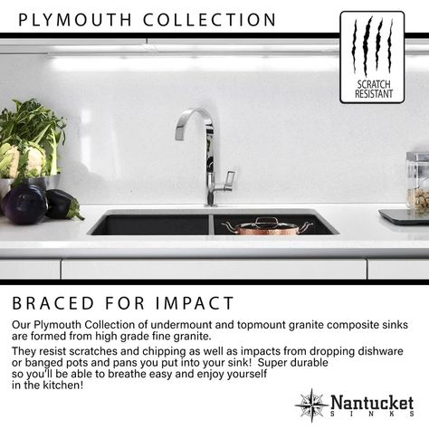 Plymouth 34" L x 20" W Double Basin Drop In Kitchen Sink with Basket Strainer | Birch Lane Dry Kitchen, Granite Composite Kitchen Sink, Kitchen Shapes, Fitted Cabinets, Topmount Sink, Composite Sinks, Granite Composite Sinks, Composite Sink, Drop In Kitchen Sink