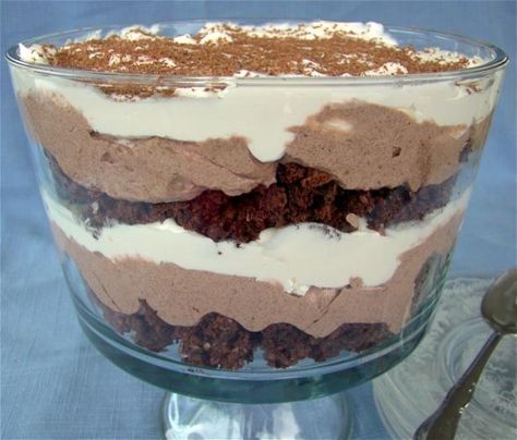 Low-Cal, Low-Fat Easy Chocolate Trifle Easy Chocolate Trifle, Chocolate Trifle Recipe, Low Cal Dessert, Low Fat Desserts, Chocolate Trifle, Trifle Desserts, Individual Desserts, Trifle Recipe, Weight Watchers Desserts