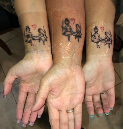 Mother and daughter matching tattoos. My mother's first tattoo at the age of 65. This is my mother, my oldest daughter and myself. My other daughter will be getting it in a few months when she turns 18 as well. Awesome thing to experience together and something that you can cherish the rest of your life. Mother And Daughter Matching Tattoos, Oldest Daughter, Before And After Pictures, Mother And Daughter, Matching Tattoos, First Tattoo, My Mother, The Age, Tattoo Quotes