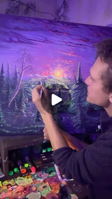 Joachim Ingulstad on Instagram: "How do I make my paintings glow At Night ? 
-
Showing how I create glow in the Dark fluorescent Oil paintings with Oil Sticks from the Brand Sennelier ✨🎨. @sennelier1887 
-
#art #artwork #painting #paintings #oilpainting #landscapepainting" Glow In The Dark Artwork, How To Make Glow In The Dark Paint, How To Paint Glowing Effect Acrylic, Glow In The Dark Painting Ideas, Glow In The Dark Painting, Layered Painting, Outside House Paint, Fluorescent Painting, Glow In The Dark Paint