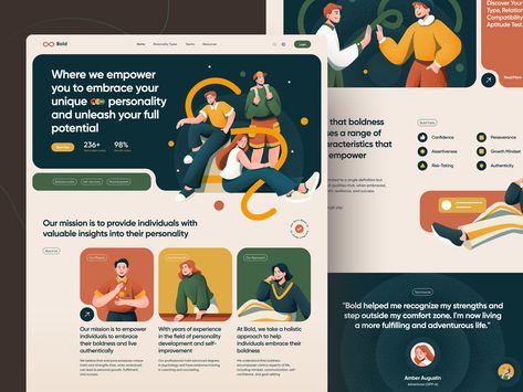 Bold - Personality Landing Page Illustrated Website, Portfolio Website Design Inspiration, Web Design Inspiration Layout, Digital Marketing Website Design, Landing Ideas, Kahlo Paintings, Bold Personality, Digital Creative Agency, Ui Design Trends