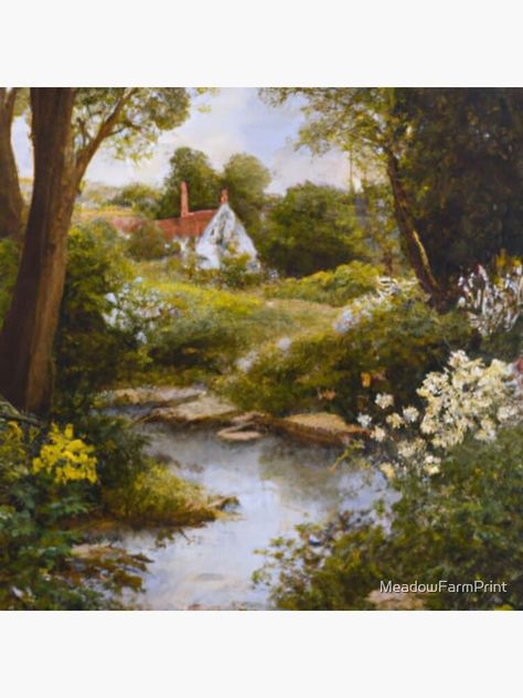 White Country Cottage, Cottage Core Painting, Cottagecore Painting, Cottage Core Art, Cottagecore Summer, Cottage Painting, Victorian Paintings, Flower Cottage, Art Colour