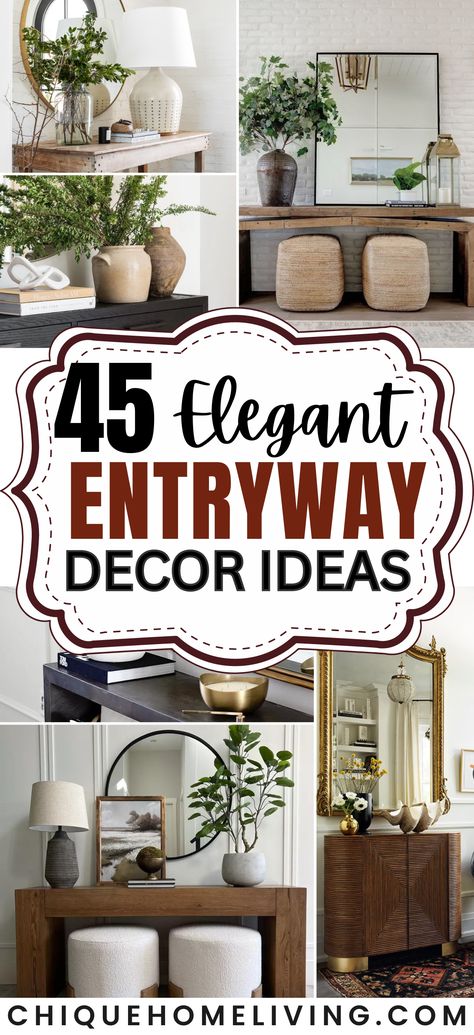 Make a statement from the moment you step inside with our collection of 40+ Elegant Entryway Decoration Ideas. From timeless classics to modern marvels, explore a variety of styles to transform your entry into a welcoming masterpiece. Elevate your space with chic furniture, artistic accents, and charming decor that sets the tone for the entire home. Pin your favorites and let the grandeur of these entryways inspire your own stylish welcome. 🚪✨ #EntrywayDecor Foyer Table Decor Entryway, Elegant Entryway Decor, Foyer Table Decor, Entrance Ideas Entryway, Entrance Table Decor, Spring Home Decor Ideas, Modern Entryway Decor, Rustic Entryway Table, Sofa Table Decor