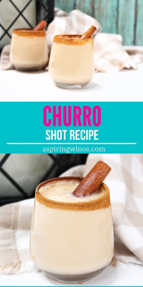 Churro Shot | Churro Shot Recipe | Cinnamon Shot Recipe | Vodka Shot Recipe | Churros #Churros #ChurroShotRecipe #CinnamonShotRecipe #VodkaShotRecipe #ChurroShot Churro Dessert, Cinnamon Schnapps, Cake Vodka, Cookie Shots, Cinnamon Whiskey, Baileys Recipes, Pineapple Lemonade, Pudding Shots, Vodka Shots